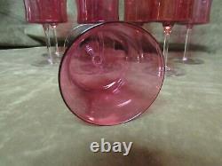 Ca. 1880's Victorian Cranberry Sm. Wine/Sherry Stem Lot of 8 French Art Glass