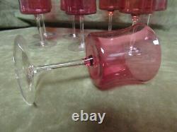 Ca. 1880's Victorian Cranberry Sm. Wine/Sherry Stem Lot of 8 French Art Glass