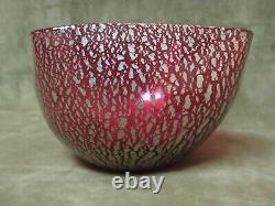 Ca 1900's Austria Art Glass Non Loetz Argentan Cranberry Silver Finger Bowl Vase