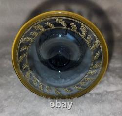 Cambridge Rockwell Hand Blown Glass Etched Vase with Sterling Silver Overlay