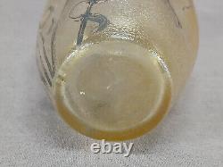 Carl Goldberg Bohemian Silver Overlay Yellow Glass 4 7/8 Inch Vase Circa 1900
