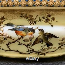 Circa 1880 Marked Bohemian Vaselin HARRACH Bowl Vase Gilt Enamel Birds & Flora