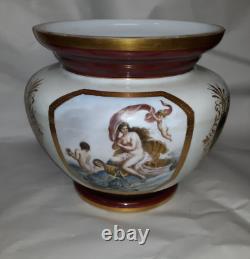 Classical Allegorical Painting On Opaline Art Glass Bowl Victorian