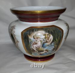 Classical Allegorical Painting On Opaline Art Glass Bowl Victorian