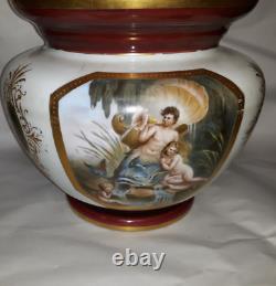 Classical Allegorical Painting On Opaline Art Glass Bowl Victorian