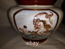 Classical Allegorical Painting On Opaline Art Glass Bowl Victorian