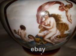 Classical Allegorical Painting On Opaline Art Glass Bowl Victorian