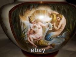 Classical Allegorical Painting On Opaline Art Glass Bowl Victorian