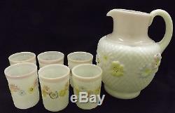 Consolidated Art Glass Cosmos Victorian Water Pitcher and 6 Tumblers