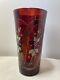 Cranberry Glass Celery Vase Victorian Enamel Not Flashed 7 Tall Floral Bohemian