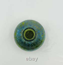 Czech Bohemian Glass Vase Oil Spot Green Iridescent Art Nouveau