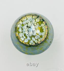 Czech Bohemian Glass Vase Oil Spot Green Iridescent Art Nouveau