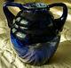 Daum Cobalt Blue 1890's Glass Ovoid-round 2 Handled French Over Gold Foil Rare