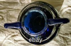 DAUM Cobalt Blue 1890's Glass Ovoid-Round 2 Handled French Over Gold Foil RARE