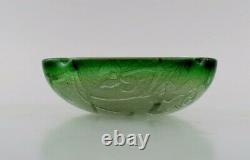 Daum Nancy, France. Art Nouveau bowl in green art glass. Ca 1900