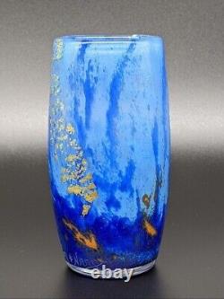 Daum Nancy Glass Vase with Blue & Gold Sky Sea Sun Decor 4.7in c1900 France