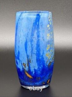 Daum Nancy Glass Vase with Blue & Gold Sky Sea Sun Decor 4.7in c1900 France