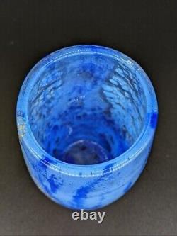 Daum Nancy Glass Vase with Blue & Gold Sky Sea Sun Decor 4.7in c1900 France