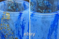 Daum Nancy Glass Vase with Blue & Gold Sky Sea Sun Decor 4.7in c1900 France