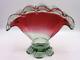 Decorative Antique French Legras Cranberry To Green Optic Art Glass Fan Vase