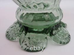 Decorative Antique French Legras Cranberry to Green Optic Art Glass Fan Vase