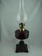 Decorative Victorian Oil Lamp Cast Base Art Nouveau Design & Amethyst Glass Font