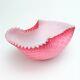Diamond Quilted Pink Cased Satin Glass Centerpiece Bowl With Folded Rim Rare