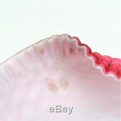 Diamond Quilted Pink Cased Satin Glass Centerpiece Bowl with folded Rim RARE