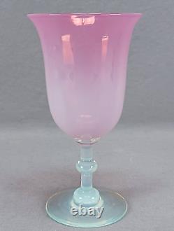 Dorflinger Rose / Pink Opalescent Opal Glass Water Goblet Circa 1915 A