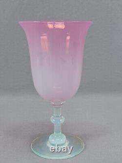 Dorflinger Rose / Pink Opalescent Opal Glass Water Goblet Circa 1915 A