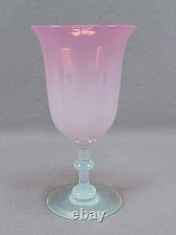 Dorflinger Rose / Pink Opalescent Opal Glass Water Goblet Circa 1915 A