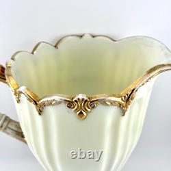 Dugan Diamond Custard Glass Fan Pitcher With 7 Tumblers Antique Dugan Diamond Custard Glass Fan Pitcher With 7 Tumblers Antique