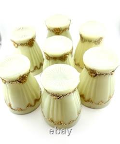 Dugan Diamond Custard Glass Fan Pitcher With 7 Tumblers Antique Dugan Diamond Custard Glass Fan Pitcher With 7 Tumblers Antique