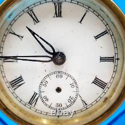 E N Welch 1881 Victorian Art Glass Blue Jewel Clock Paperweight Vintage Antique