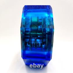 E N Welch 1881 Victorian Art Glass Blue Jewel Clock Paperweight Vintage Antique