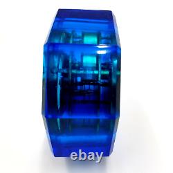 E N Welch 1881 Victorian Art Glass Blue Jewel Clock Paperweight Vintage Antique