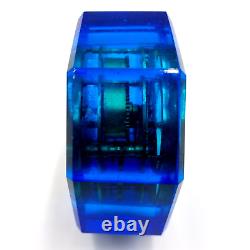 E N Welch 1881 Victorian Art Glass Blue Jewel Clock Paperweight Vintage Antique