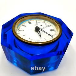 E N Welch 1881 Victorian Art Glass Blue Jewel Clock Paperweight Vintage Antique