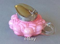 EAPG Consolidated Lamp & Glass Guttate Cased Pink Squat Syrup Pitcher RARE 1880s