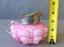EAPG Consolidated Lamp & Glass Guttate Cased Pink Squat Syrup Pitcher RARE 1880s