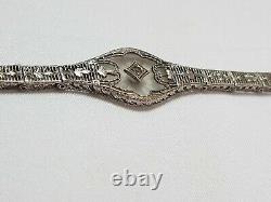 ESEMCO Fine Camphor Glass Sterling Silver Filagree Art Deco Bracelet Victorian