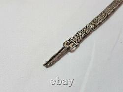 ESEMCO Fine Camphor Glass Sterling Silver Filagree Art Deco Bracelet Victorian