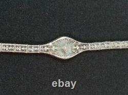 ESEMCO Fine Camphor Glass Sterling Silver Filagree Art Deco Bracelet Victorian