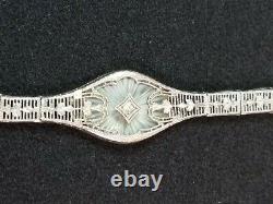 ESEMCO Fine Camphor Glass Sterling Silver Filagree Art Deco Bracelet Victorian