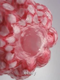 EXC 1893 Harrach Victorian Bohemian Pink Honeycomb Art Glass Basket Thorn Handle EXC 1893 Harrach Victorian Bohemian Pink Honeycomb Art Glass Basket Thorn Handle