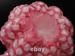 EXC 1893 Harrach Victorian Bohemian Pink Honeycomb Art Glass Basket Thorn Handle EXC 1893 Harrach Victorian Bohemian Pink Honeycomb Art Glass Basket Thorn Handle