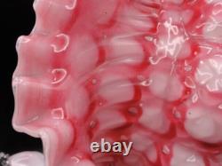 EXC 1893 Harrach Victorian Bohemian Pink Honeycomb Art Glass Basket Thorn Handle EXC 1893 Harrach Victorian Bohemian Pink Honeycomb Art Glass Basket Thorn Handle