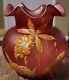 Exceptional Antique Legras Cranberry Vase With Enameled Daffodil Jonquil Ex Cond