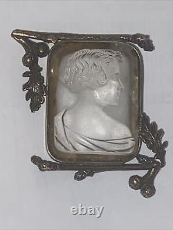 EXTASIA Brooch Pin Victorian Revival Frosted German Art Glass Early Production