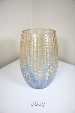 Eapg 1880s Libbey Maize Blueleaves Blown Art Glass Celery Vase Eapg 1880s Libbey Maize Blueleaves Blown Art Glass Celery Vase